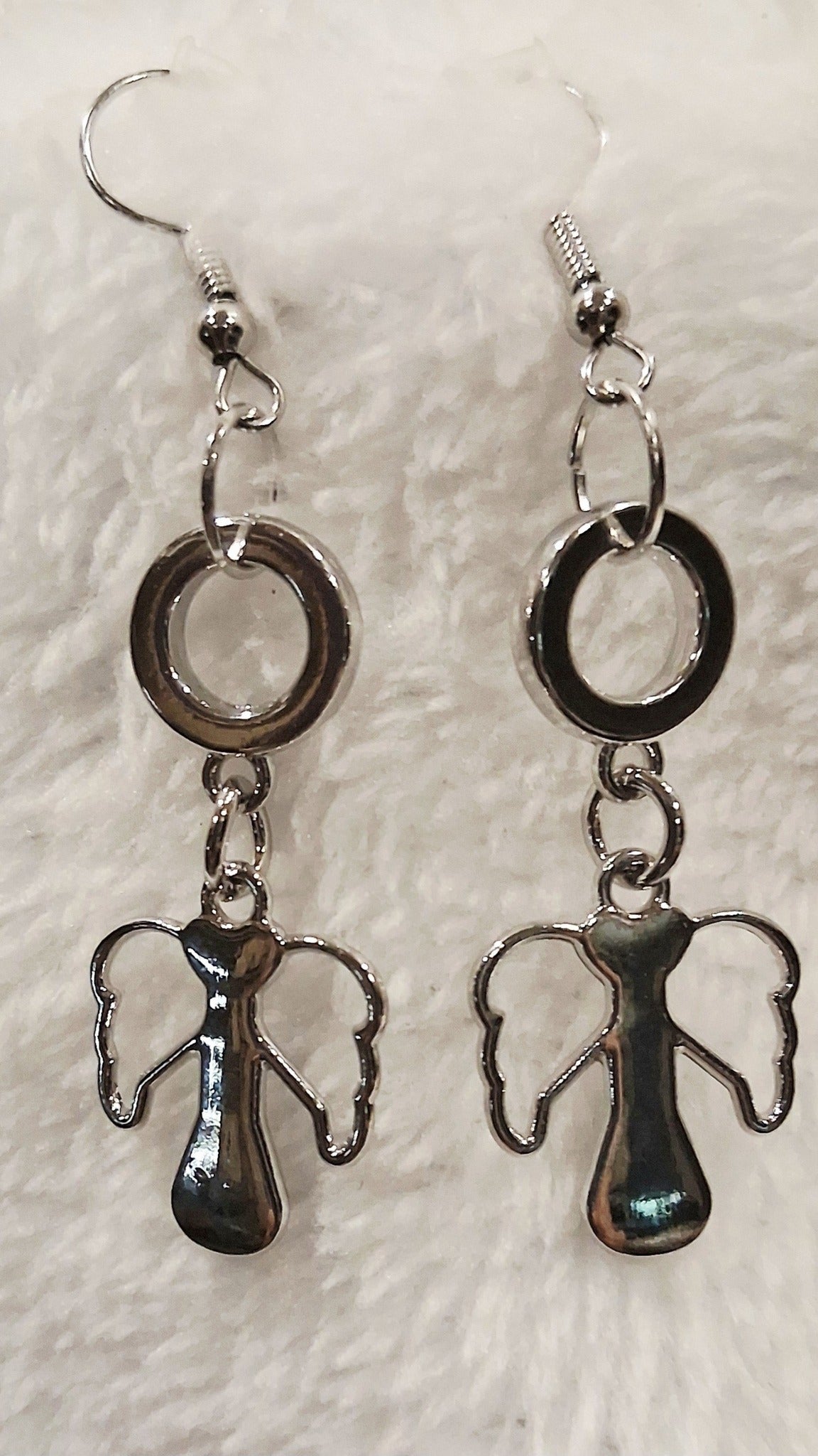 Silver Angel Charm Earrings