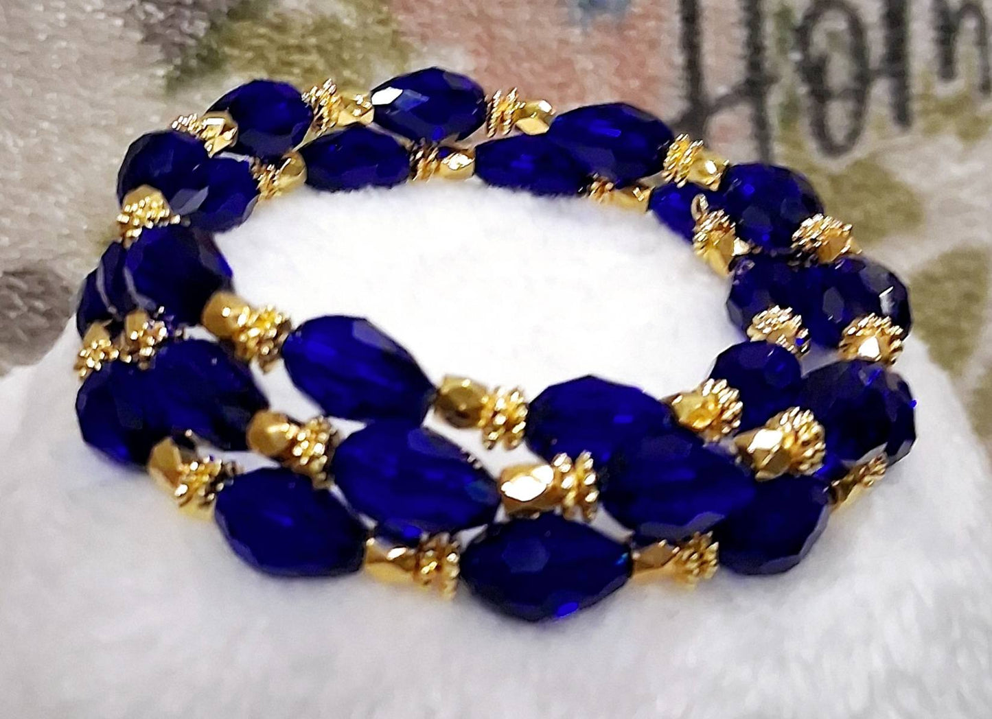 Blue Memory Wire Bracelet