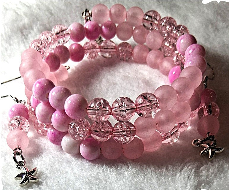 Pink Serenity Bracelet & Earring Set