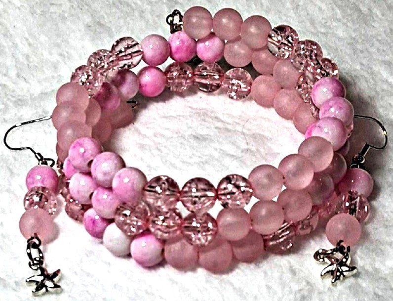 Pink Serenity Bracelet & Earring Set