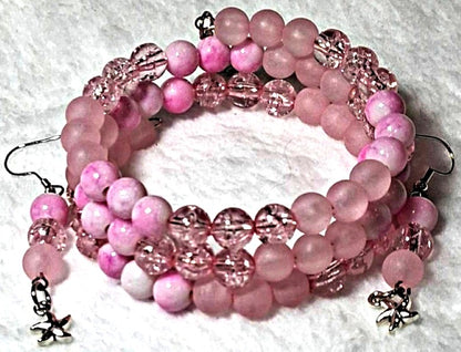 Pink Serenity Bracelet & Earring Set