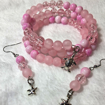 Pink Serenity Bracelet & Earring Set