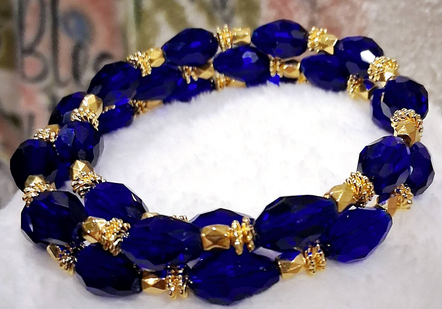 Blue Memory Wire Bracelet