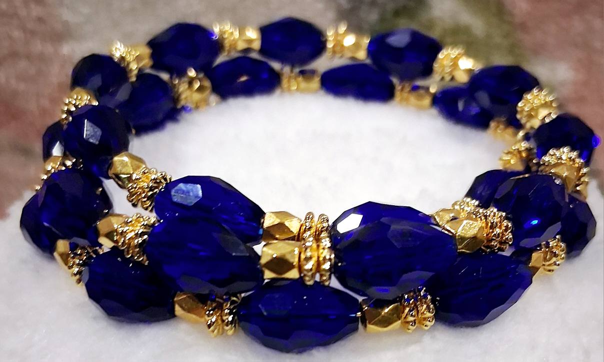 Blue Memory Wire Bracelet