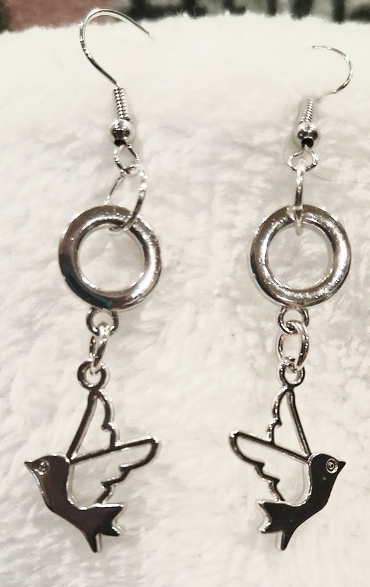 Silver Dove Drop Earrings – Symbol of Peace & Grace