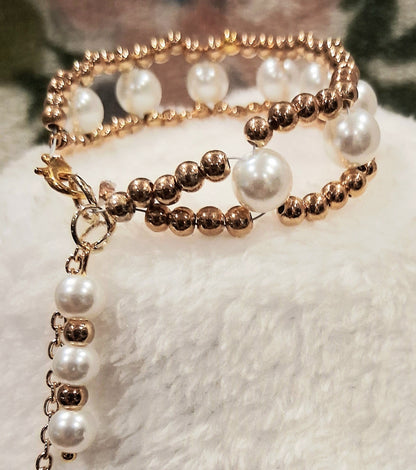 Elegant Gold & Pearl Beaded Bracelet – Double Strand