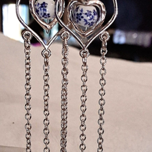 Blue Blossom Heart Chandelier Earrings